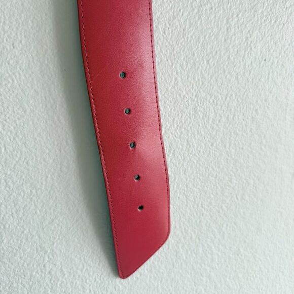 Vintage 1980's Axiom Lipstick Red Genuine Leather Wide Waist Belt size Medium - Picture 7 of 12